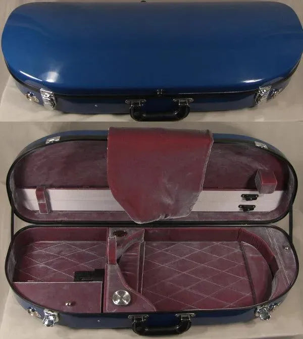 Bobelock 1048 half moon viola case, blue/sm. red