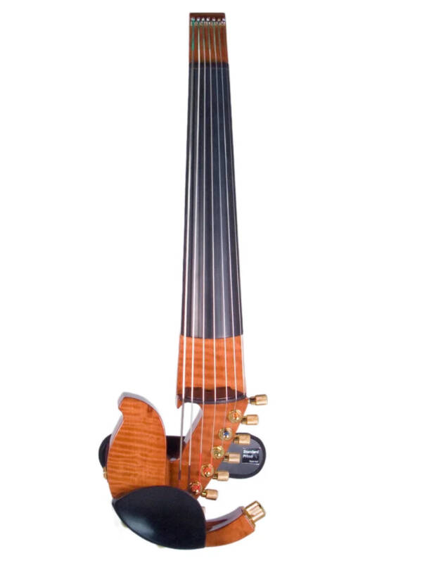 Jordan 7-String Electric Violin, Flamed Aniegre with Starfish Designs bridge
