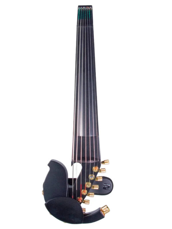 Jordan 7-String Electric Violin, Matte Black with Starfish Designs bridge