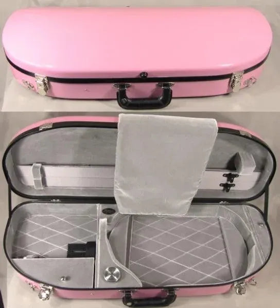Bobelock 1048 half moon viola case, pink/silver