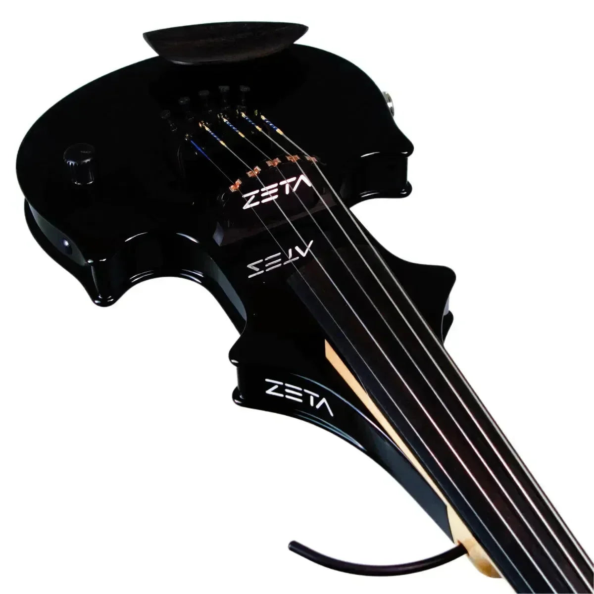 ZETA JV45 Jazz Fusion 5-String Electric Violin with MIDI, Gloss Black with maple neck, Imbus pegs - Image 6