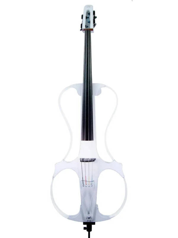 Aurora Silhouette Acrylic Electric Cello with LEDs, white