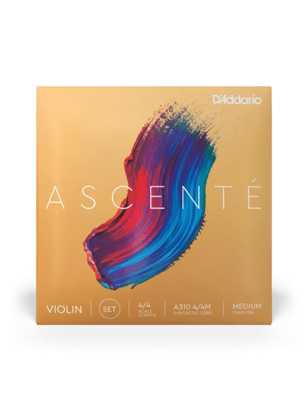 D'Addario Ascent? A310 4/4M Violin 5-String Set, 4/4 Scale, Medium Tension