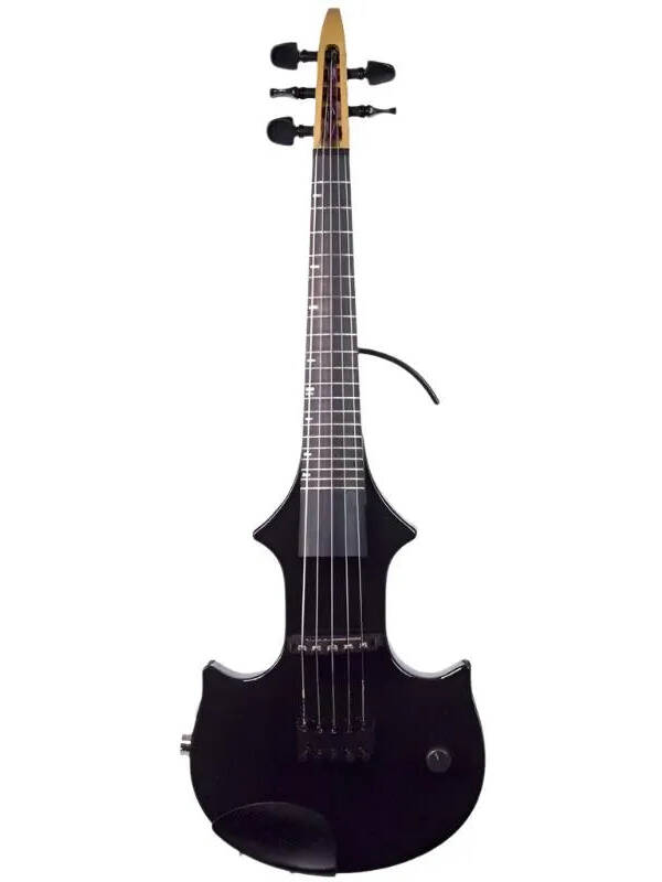 ZETA JV 45 Jazz Fusion 5-string fretted electric violin, Z-inlay pattern, Gloss Black with straight maple neck