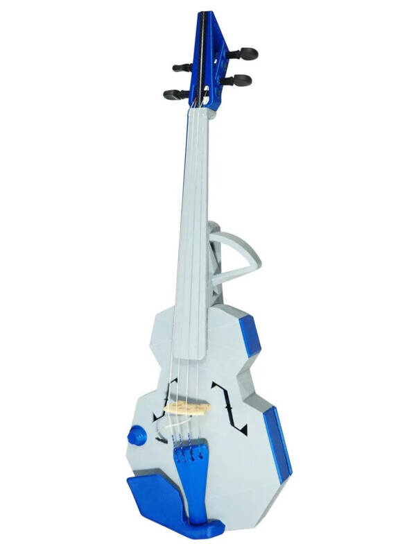OpenFabPDX Modular Fiddle Acoustic-Electric 4-String, grey and blue, with LR Baggs bridge