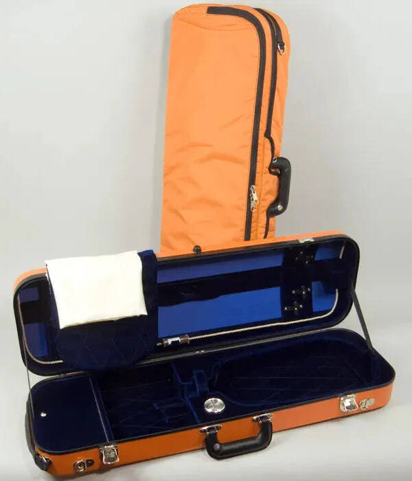 Bobelock 1060 oblong violin case, Orange/Blue