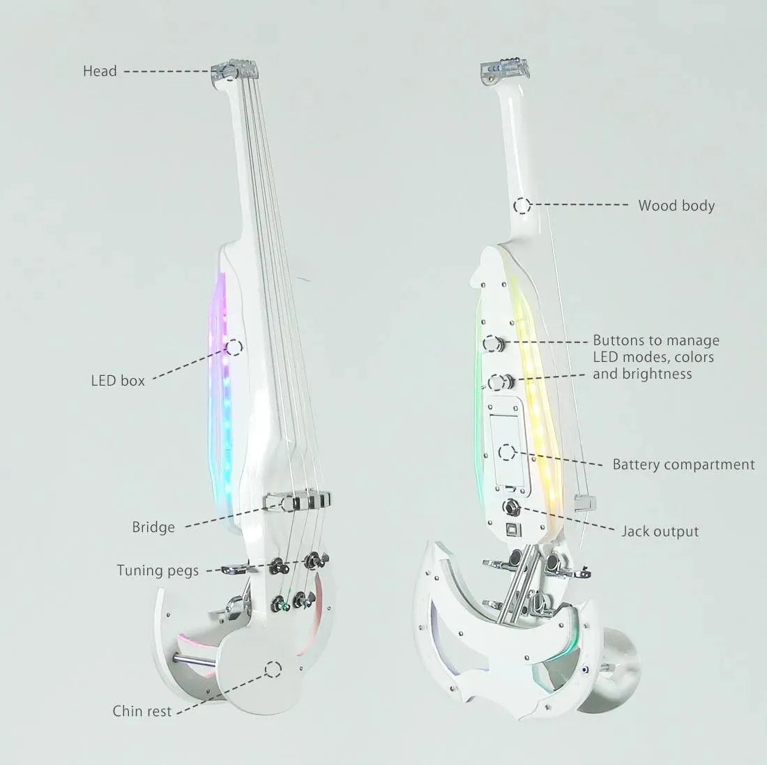 3Dvarius Prism LED-lit 5-string electric violin, black - Image 9