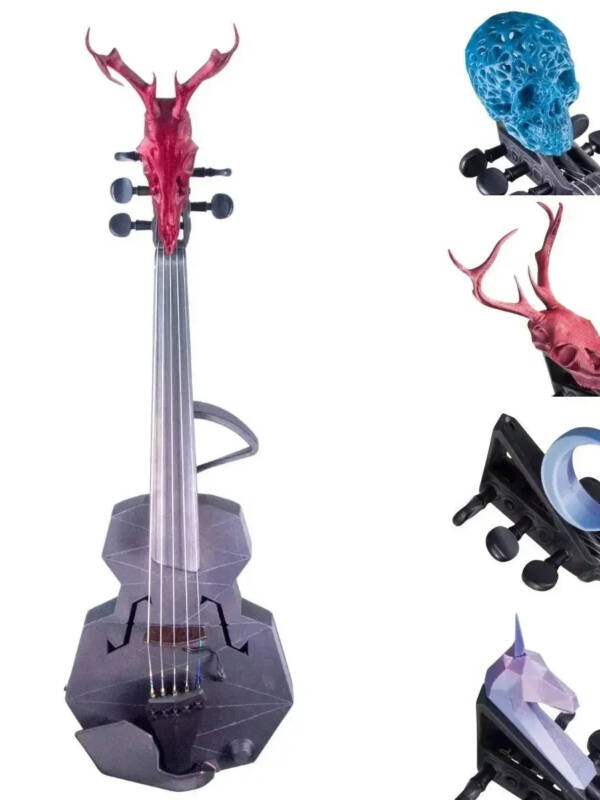 OpenFab Strata 5-String Acoustic-Electric Violin with Starfish Designs pickup and Modular Scroll