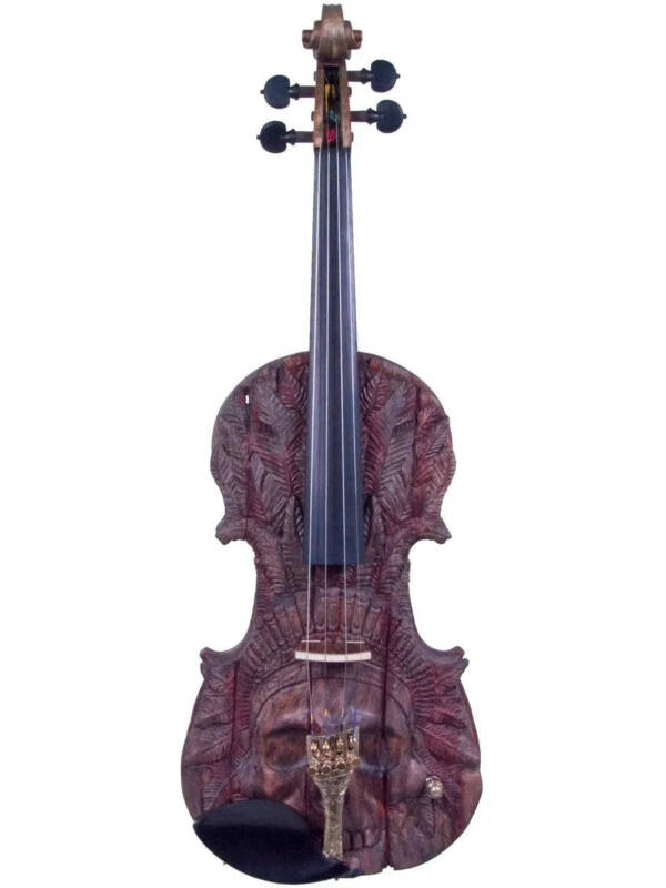 Stratton Skull Custom Hand Carved electric violin, Noble Blood Headdress with Starfish pickup