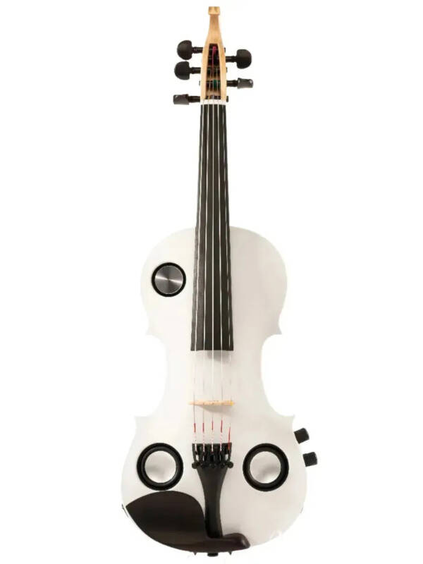 Volta Violinatron V5-R White 5-string hybrid violin with speakers, reverb, and Bluetooth