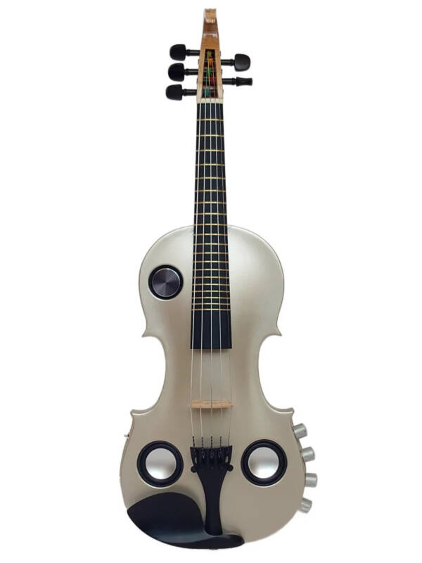 Volta Violinatron F5 "Flaxotron" 5-String Fretted Hybrid Violin, Custom Champagne Finish