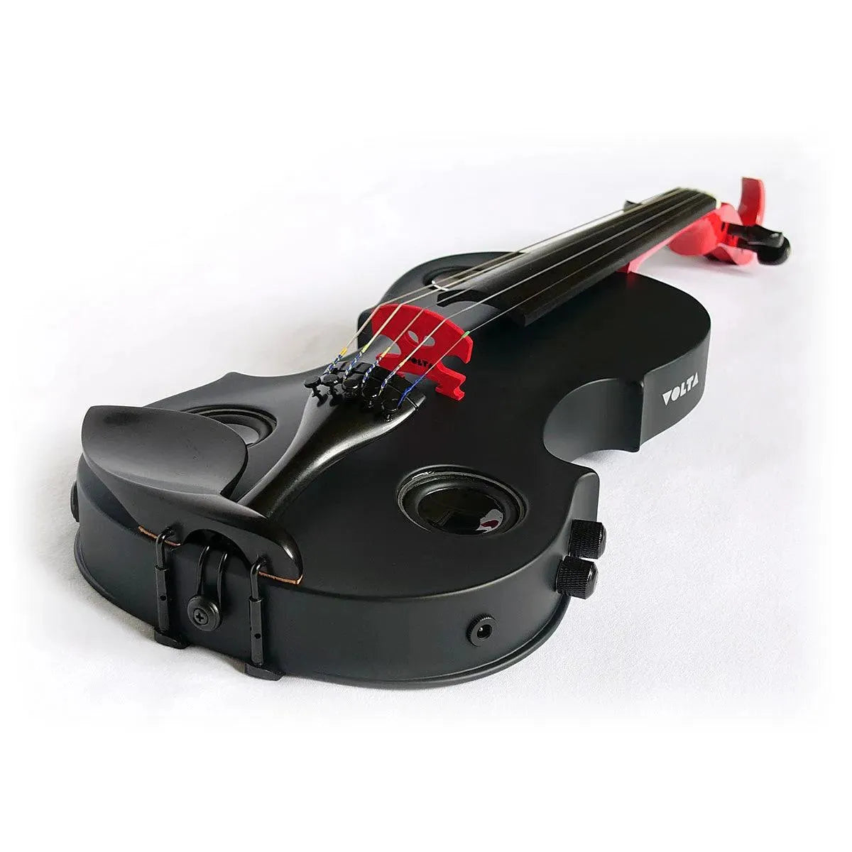 Volta Violinatron V5-R 5-string hybrid violin with built-in speakers & reverb, black and red - Image 11