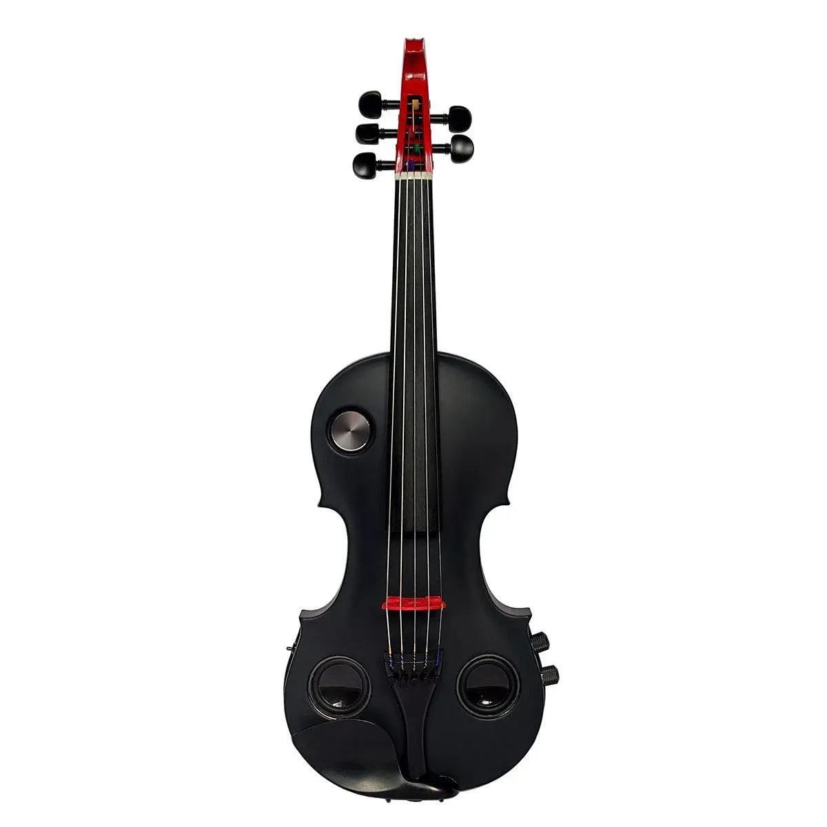Volta Violinatron V5-R 5-string hybrid violin with built-in speakers & reverb, black and red