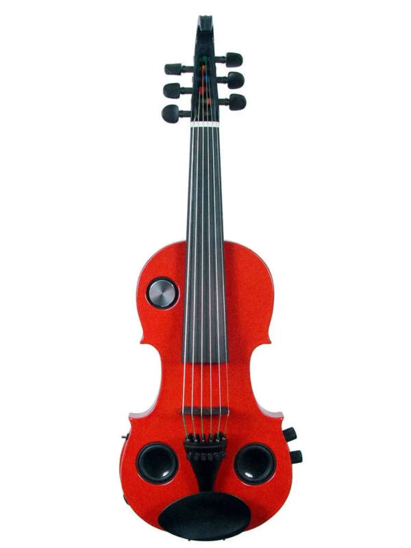 Volta Violinatron V6-R 6-string hybrid violin with built-in speakers & reverb, red