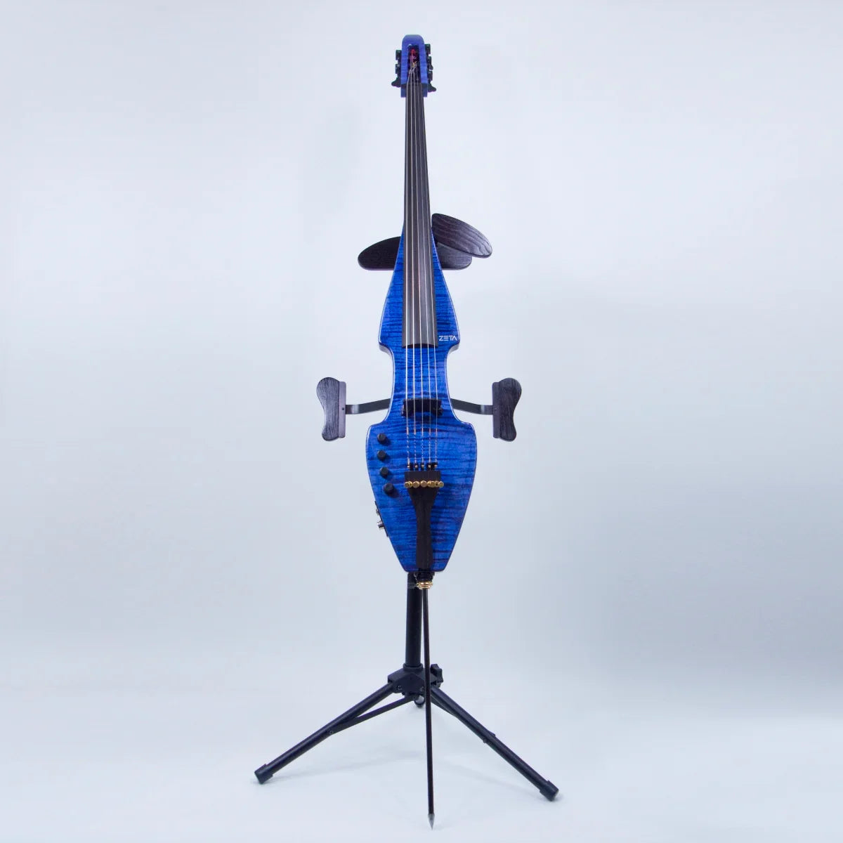 ZETA Strados Fusion 5-string Cello, Blue Sunburst Flamed Maple - Image 2