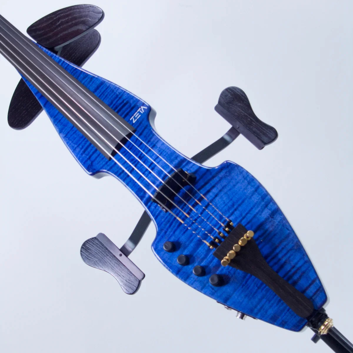 ZETA Strados Fusion 5-string Cello, Blue Sunburst Flamed Maple - Image 11