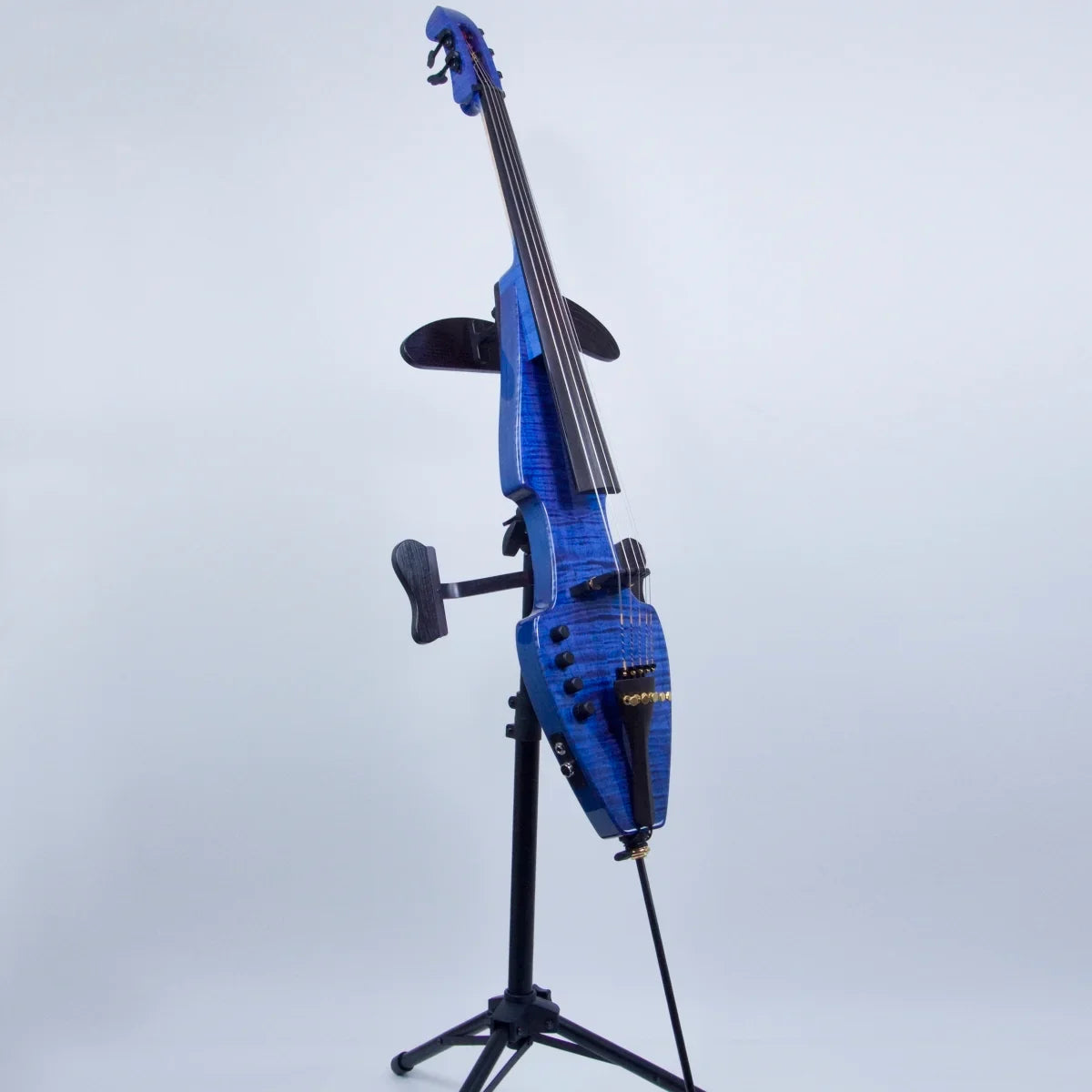 ZETA Strados Fusion 5-string Cello, Blue Sunburst Flamed Maple - Image 3