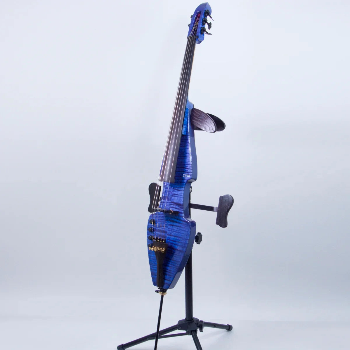 ZETA Strados Fusion 5-string Cello, Blue Sunburst Flamed Maple - Image 8
